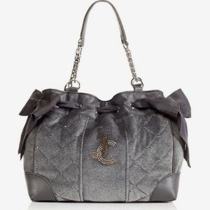 🦄 JUICY COUTURE 🦄 Y2K rare GRAY VELOUR LEATHER TRIM DAYDREAMER NEW WITH TAGS